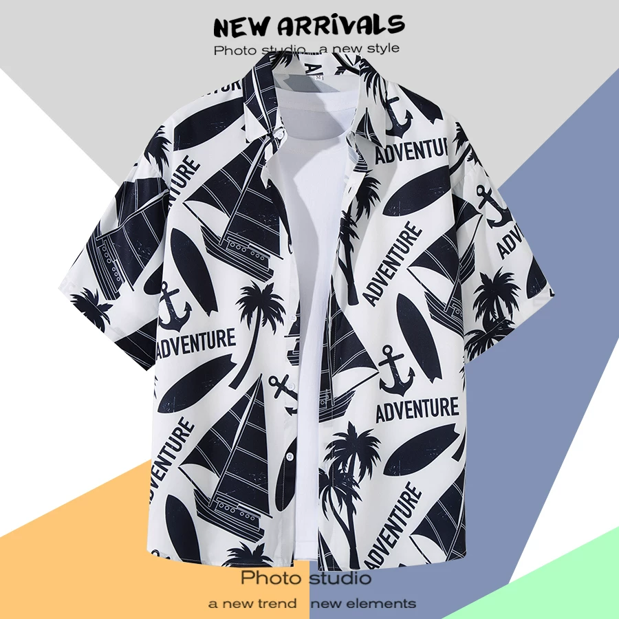 Shirt, retro jacket, with short sleeve, floral print, loose fit, Thailand