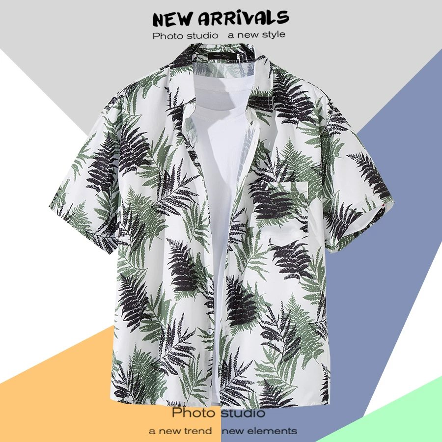 Shirt, retro jacket, with short sleeve, floral print, loose fit, Thailand