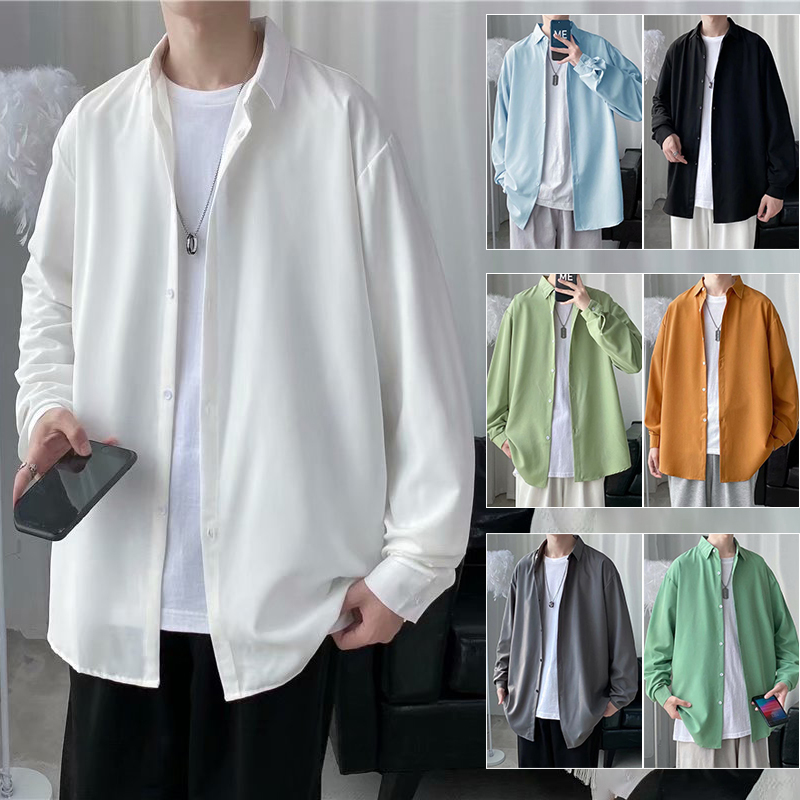 Men's Shirt with Unique Design, Trendy Long-Sleeve Autumn Shirt, Hong Kong Style, Simple Japanese Style Top, Casual Jacket