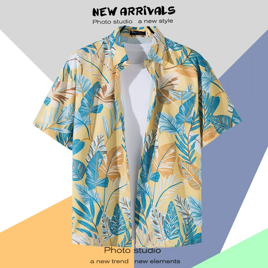 Shirt, retro jacket, with short sleeve, floral print, loose fit, Thailand