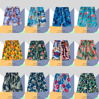 Summer seaside vacation underpants for men, 5-point casual sporty plus-size Hawaiian shorts, trendy quick-drying loose beach pants