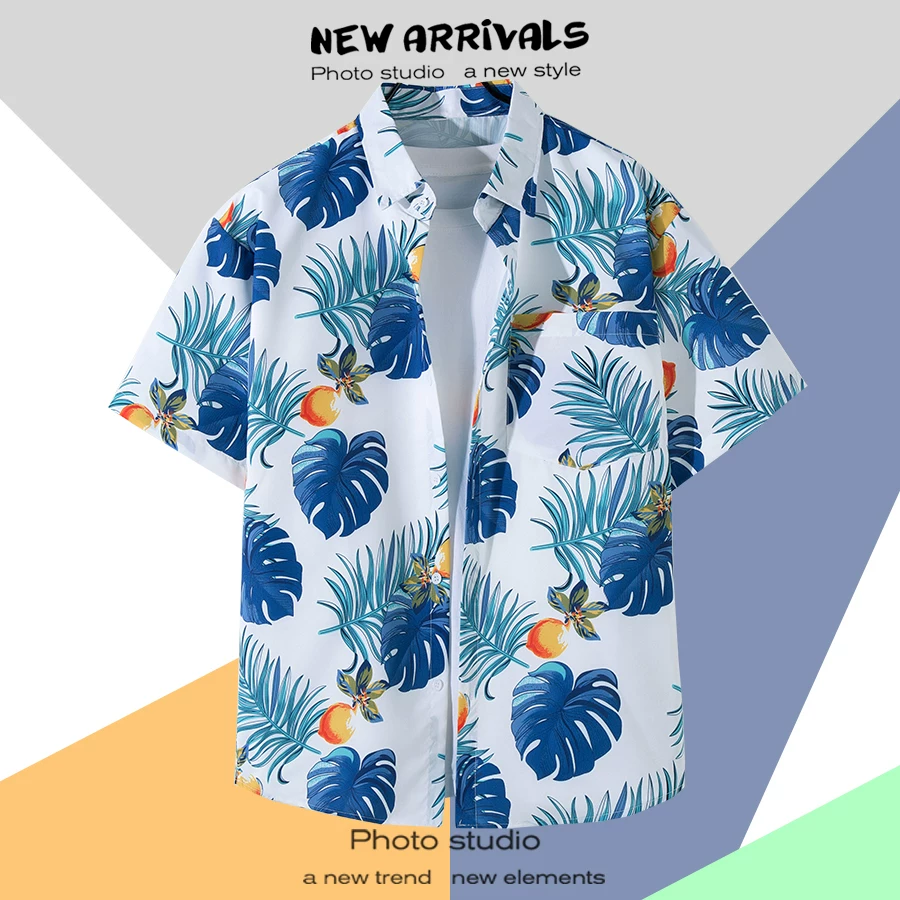 Shirt, retro jacket, with short sleeve, floral print, loose fit, Thailand