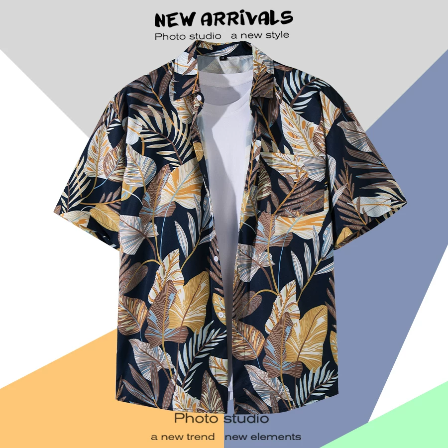 Shirt, retro jacket, with short sleeve, floral print, loose fit, Thailand