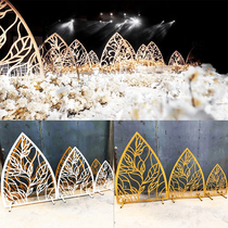 New 2018 hollowed-out small golden mountain road leading iron art engraving pendulum wedding props background carved with three sets of screens