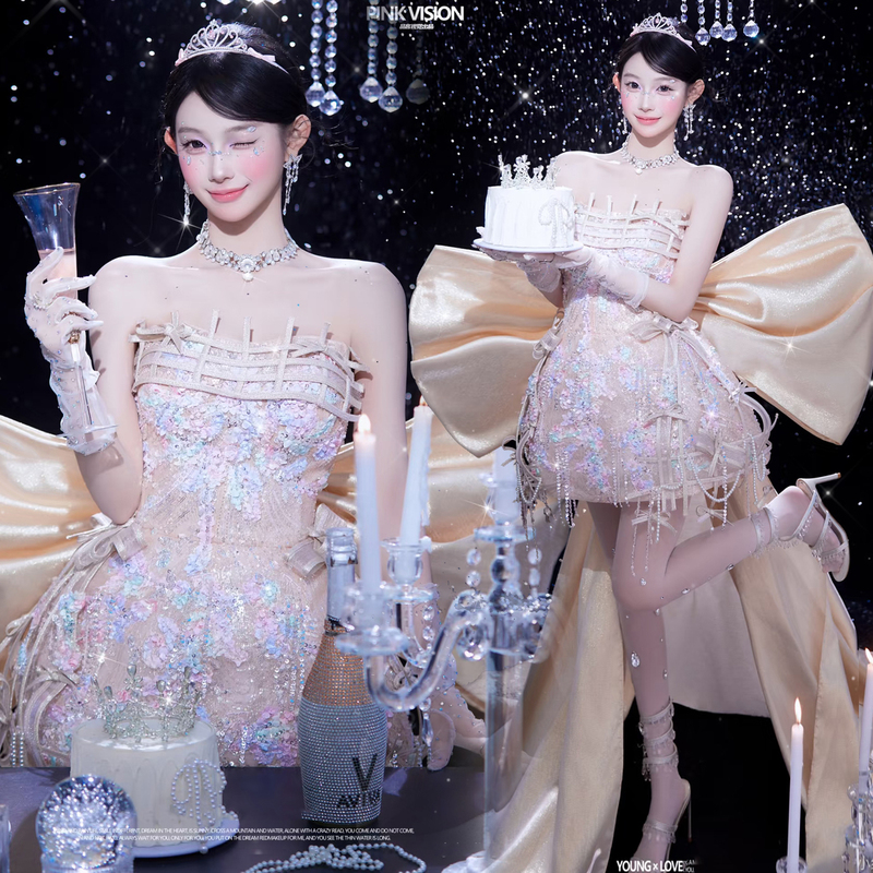 2026 New Style Studio-Themed Princess-Style Haute Couture Banquet Birthday Party Photography Performance Dress Sweet Bride