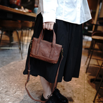 Miss Deer Custom Retro Washed Vegetable Tanned Leather Simple Tote Bag Versatile Leather Commuter Portable Messenger Womens Bag