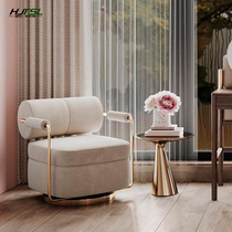 Light luxury stainless steel living room soft bag fabric art single sofa chair creative small apartment hotel minimalist negotiating leisure chair