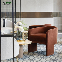 Simple net red model room velvet sofa chair creative sales department negotiation design sense single chair living room back chair