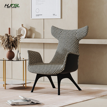 Italian designer model room fabric single recliner minimalist designer hotel villa solid wood back sofa chair
