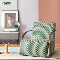 Light luxury Italian style very simple people hotel club leisure chair designer fabric stainless steel villa negotiation sofa chair