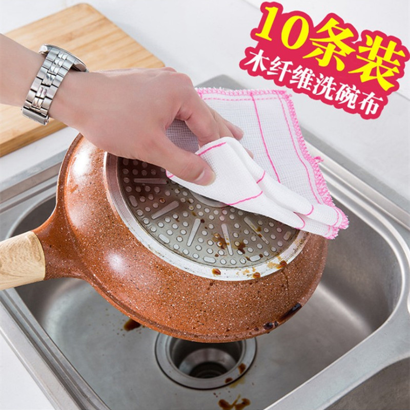10 slices of house cleaning cotton yarn not stained with oil dishcloth square absorbent kitchen decontamination of rags
