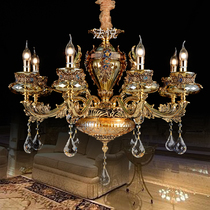 French Yue lighting European chandelier living room dining room glass hall lamp luxury atmospheric household French light luxury crystal lamp