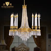 Fa Yue lighting Villa chandelier luxury all copper living room dining room crystal lamp European style compound building Hall candle lamp