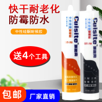 Glass glue waterproof and mildew-proof kitchen and bathroom special toilet sealant Weather-resistant glue Neutral glue Transparent porcelain white send tool