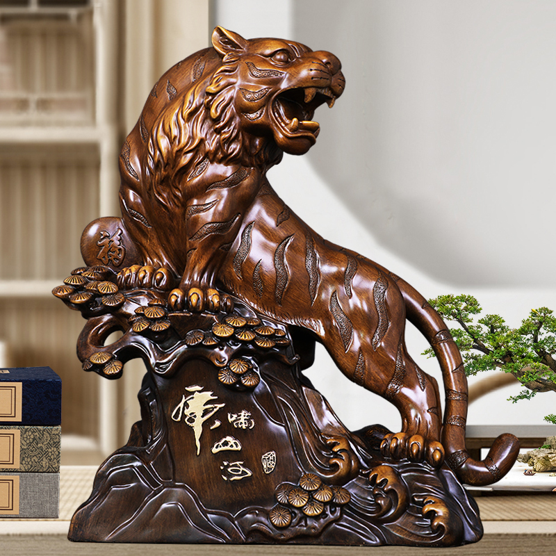 Tiger Figurine, Roaring Tiger, Brings Wealth, Zodiac Tiger, Large Size, Home Office Desk Decoration, Housewarming and Opening Gift