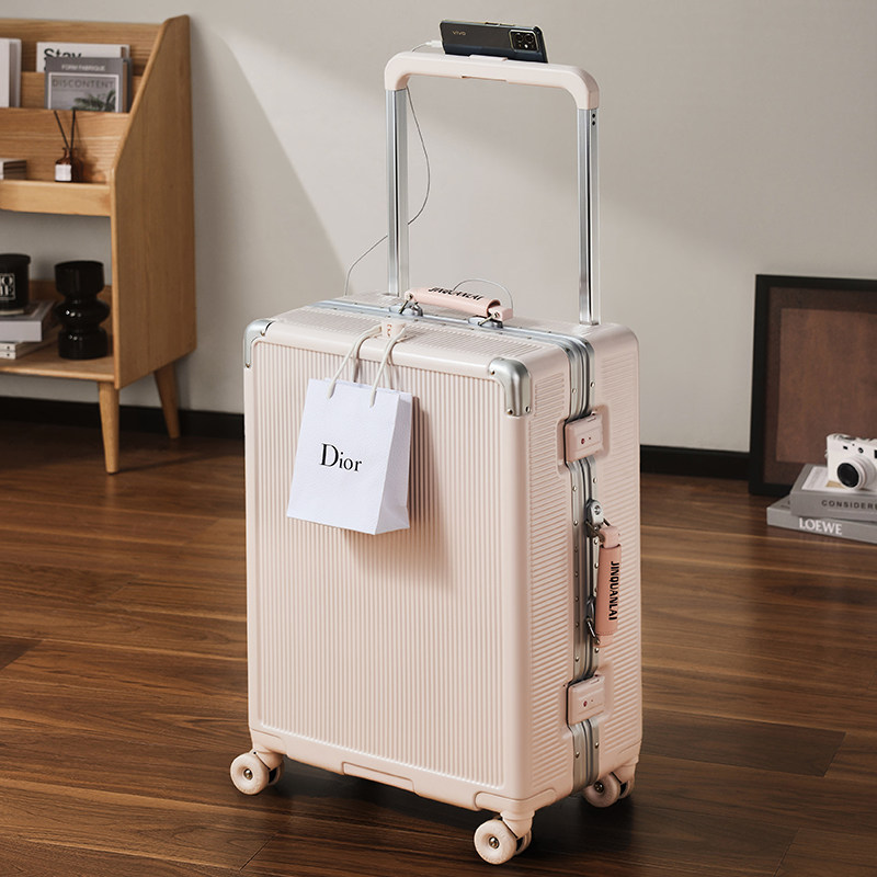 2026 New Style High-Value Carry-on Trolley Case, 24-inch Small Leather Suitcase, 20-inch Wide Trolley Travel Suitcase for Women, Quiet Operation