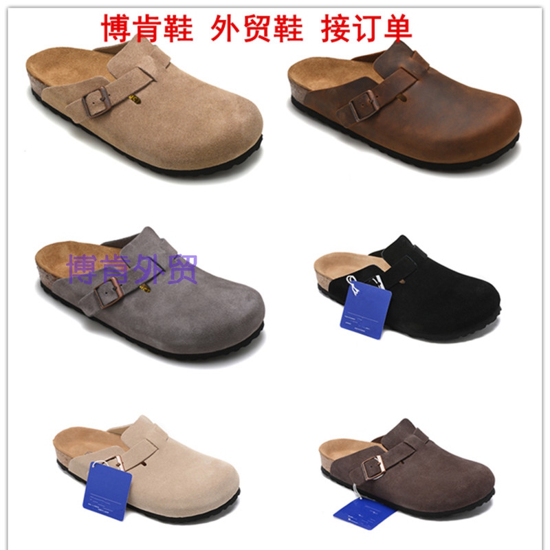 Birkenstock Boston Shoes with Soft Cork Soles, Unisex Clogs for Outdoor Wear, Summer Export Large Size Fishing Wooden Clogs