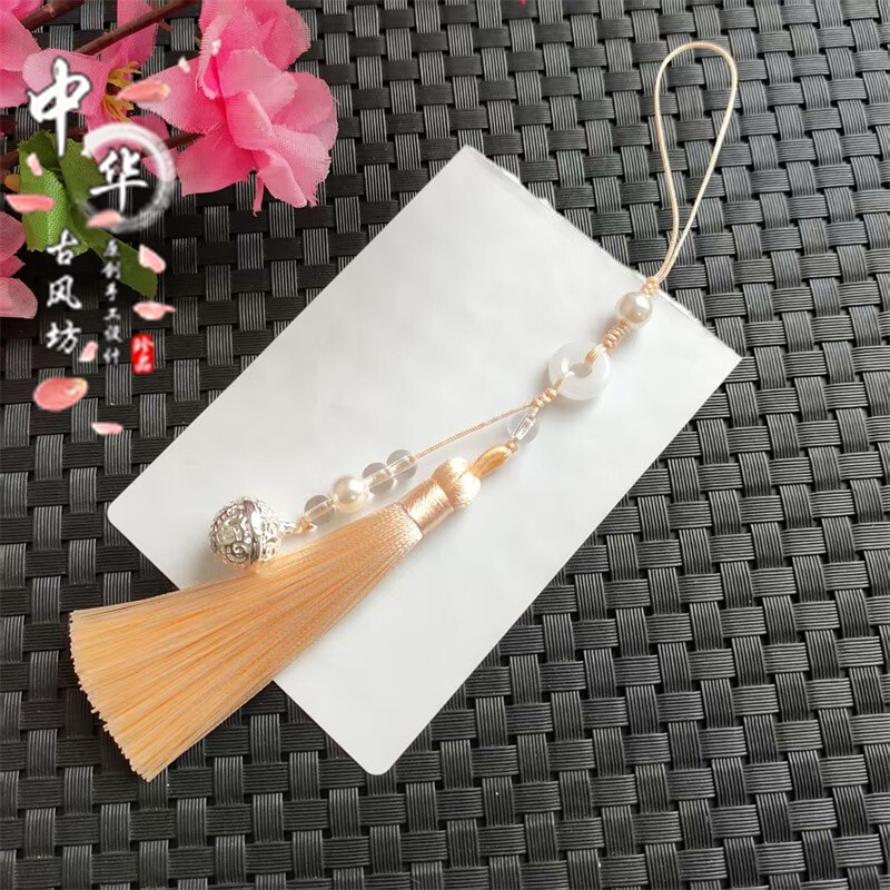 Fresh and Simple Palace Bell Glass Ring Pendant, Cheongsam Tassel Brooch Pendant, Couple Style Phone Charm, Best Friend Gift Fresh and Simple Palace Bell Glass Ring Pendant, Cheongsam Tassel Brooch Pendant, Couple Style Phone Charm, Best Friend Gift