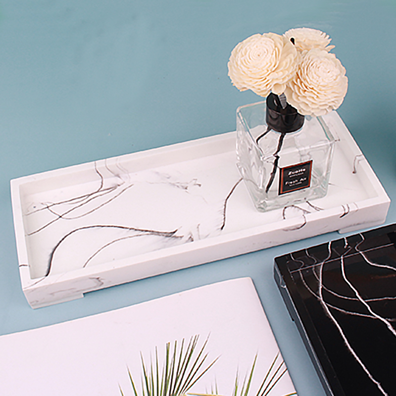 Nordic imitation marble grain resin tray High-end hotel storage tray Washing items Jewelry tray storage tray