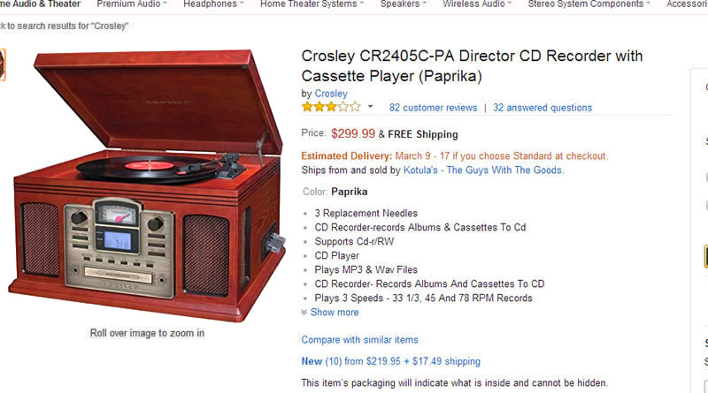 bán đầu đĩa than cổ Máy ghi âm vinyl gốc CROSLEY của Mỹ - Máy hát 	đầu đĩa than marantz