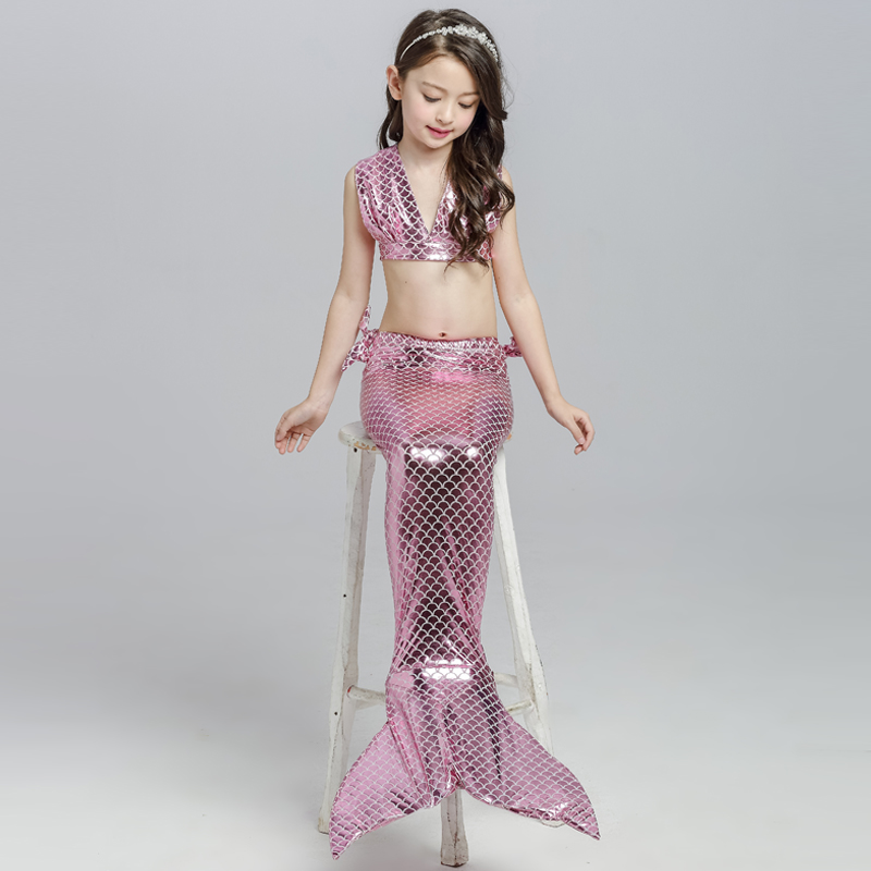 Cô gái Mermaid Bơi Quần Áo Trẻ Em Công Chúa Nàng Tiên Cá Đuôi Bơi Váy Cô Gái Bãi Biển Chia Bikini