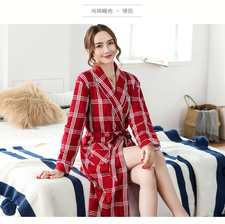Bộ đồ ngủ nam dài tay cotton áo choàng nam mùa xuân và mùa thu cha thậm chí một mảnh nhà dịch vụ áo choàng cotton nam đất đồ lót