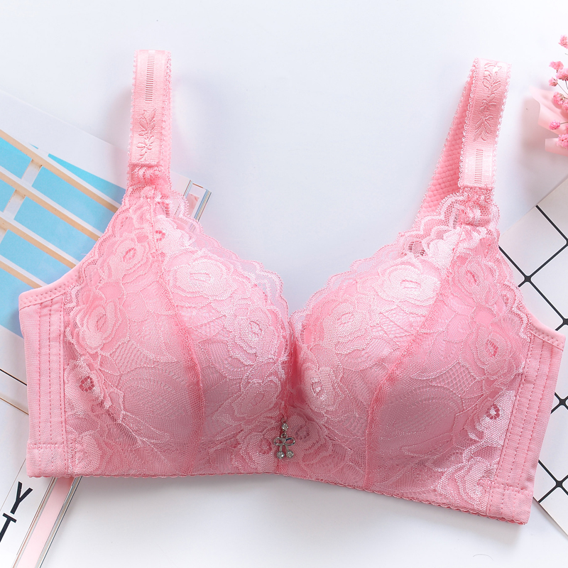 Bra Adjustment Type Underwear Female Deep V Closeted Breast Lace Medium Thick Bra Coalesch With Small Chest Sexy no steel ring