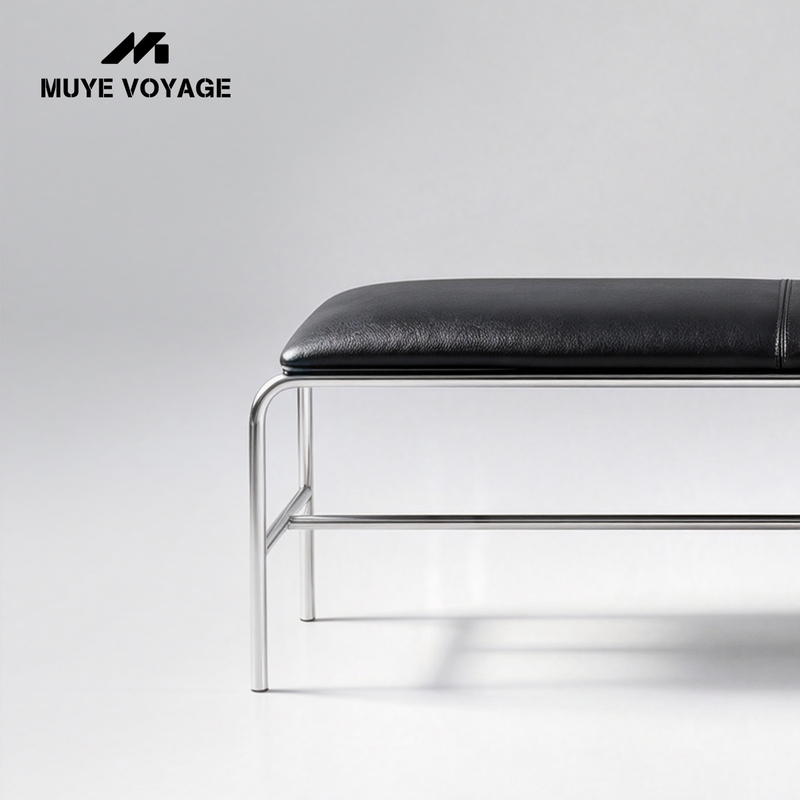 Italian Minimalist Bench, Home Metal Chair, Living Room Long Bench, Leather Shoe-Changing Bench, New Style Bed End Bench, High-End Feel