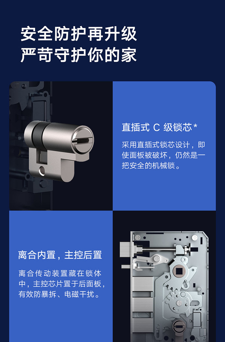 Умный дом 小米指纹锁智能门锁e青春版家用防盗门霸王锁碳素黑nfc开锁电子锁推拉式全自动带摄像头门铃米家pro密码锁1s 3506680