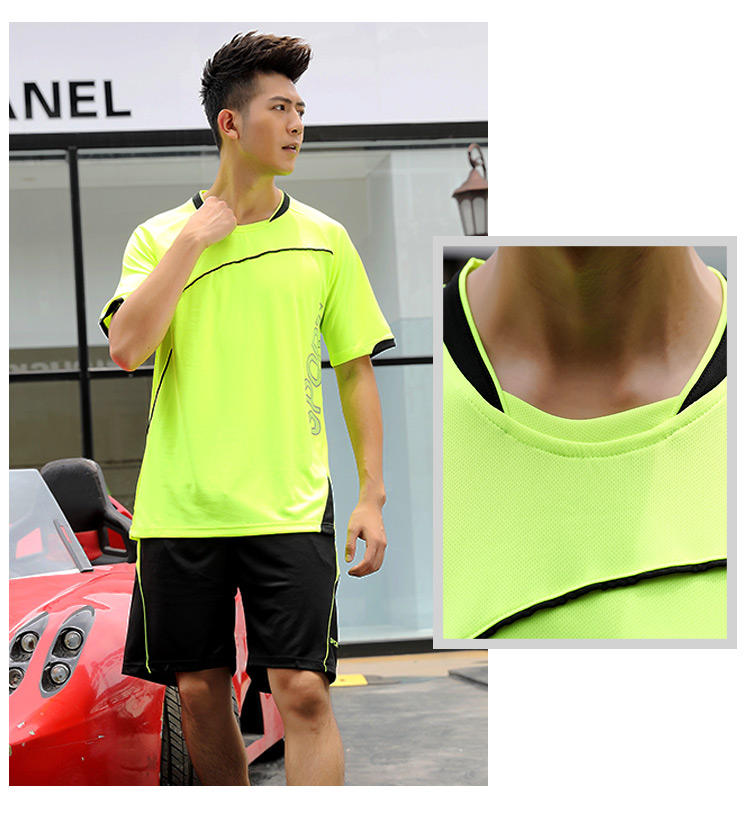 Quần áo thể thao nam giản dị Áo thun ngắn tay nhanh khô thể dục nam mùa hè cầu lông mỏng phần thấm hút mồ hôi quần áo chạy - Thể thao sau quần áo thể thao lining