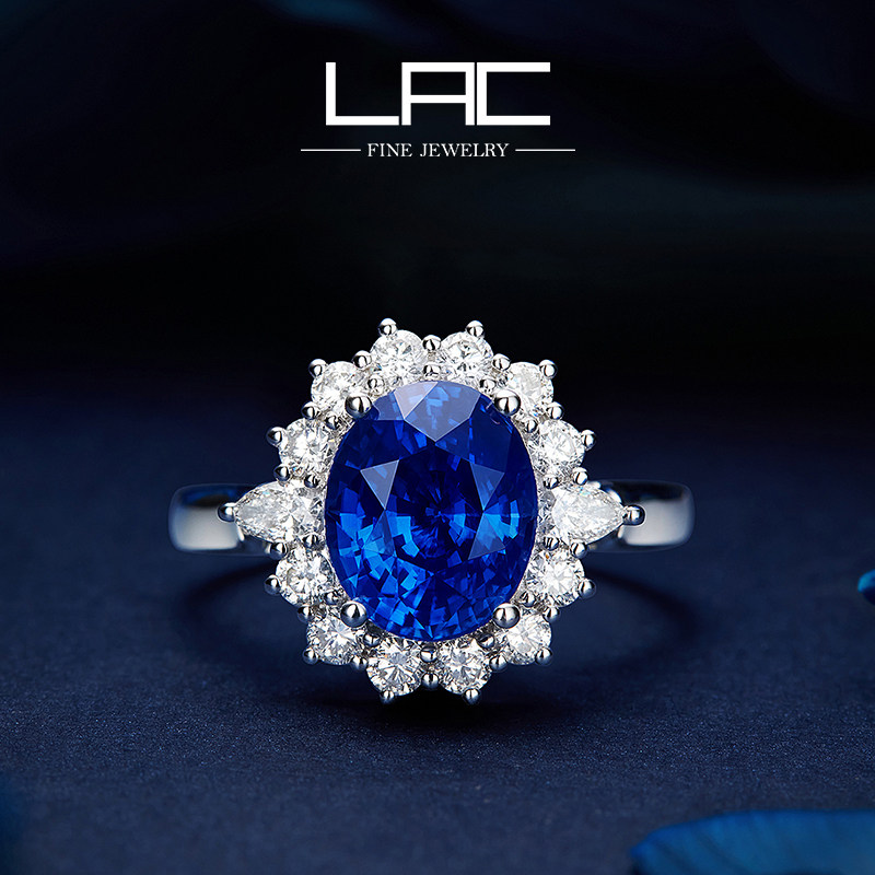 LAC High Jewelry Sri Lanka Natural Sapphire ring for women 18k gold Custom inlaid with diamonds Colored Gemstones