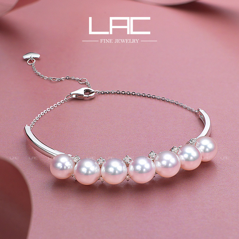 LAC Advanced Jewelry Intense Light Positive Round Japan Natural Akoya Seawater Pearl Handmade Woman 18K inlaid drill custom