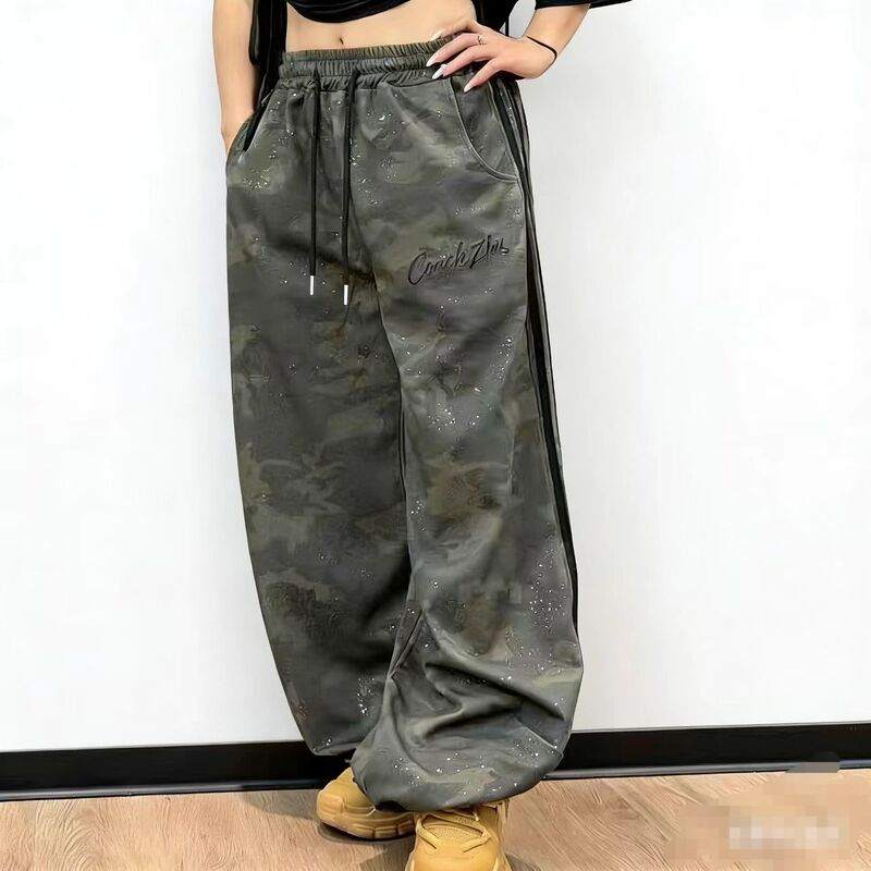 Fashion New Product Z2608 Trendy Retro Camouflage Glitter Pants Loose Hip-Hop Cool and Handsome Couple Style Versatile