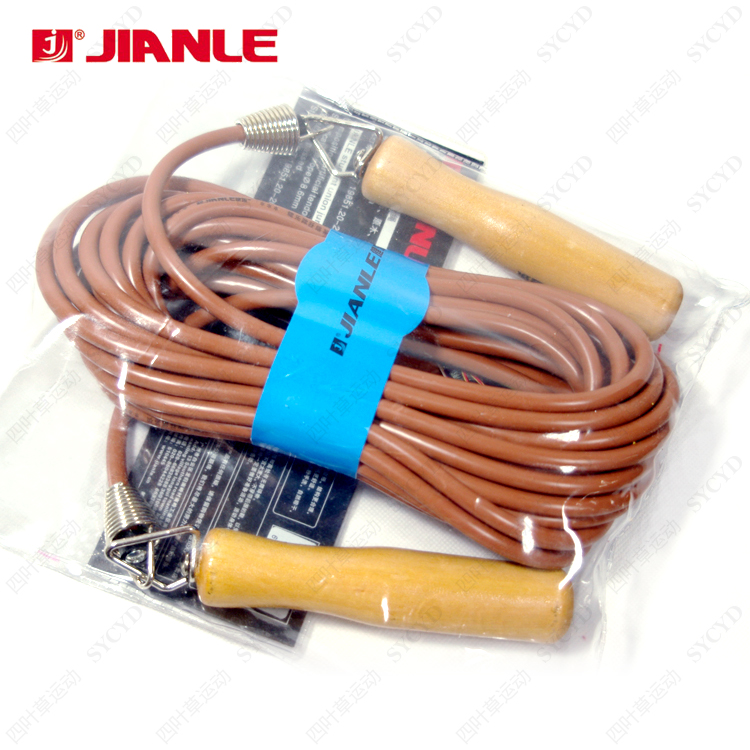 Jiangyu 9901 Student group wooden handle rubber long jump rope multiple people jump rope 5 6 7 8 10 12 15 m