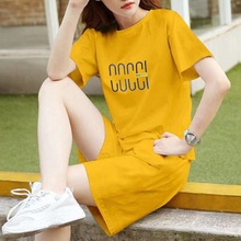 纯棉大码短袖休闲套装女运动服两件套