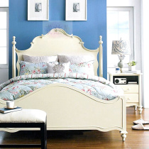 All solid wood white carved childrens bed bedroom 1 2m single bed American simple modern princess bed European environmental protection