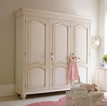 Simple European simple modern wood carved childrens wardrobe bedroom cloakroom storage wardrobe Mediterranean storage cabinet