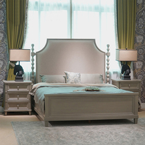 European minimalist modern solid wood 1 8m double American neo-classical master oak nuptial bed French high-backed bed