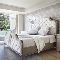 Simple European modern oak double bed American neoclassical solid wood fabric 1 8 Mila buckle high back bed wedding bed