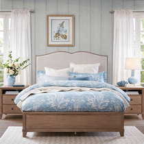 Simple European oak single small wood fabric soft princess bed American 1 2 m xiao hai chuang