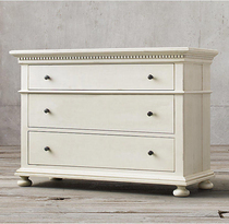 American country solid wood made old white cupboard cabinet French simple decorative cabinet Mediterranean antique furniture