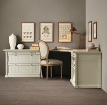 American country antique white old old desk French solid wood desk corner conference table Mediterranean computer desk