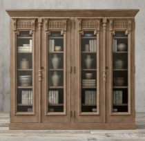 American country antique old old solid wood bookcase oak single double door office cabinet display cabinet retro Villa furniture furniture