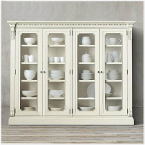 American country oak white old four-door office bookcase display cabinet European simple locker Dining side cabinet