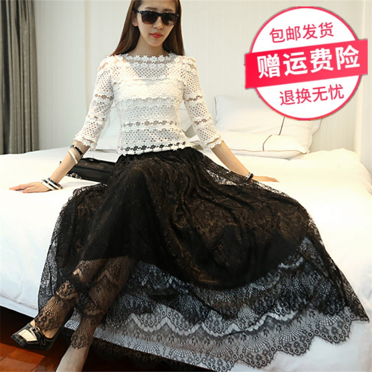 Gestational Woman Dress Half Body Skirt High Waist Dresses Dresses Spring Summer Style Net Yarn Lace Dress Winter Medium Long Version Trendy Plexu Dress