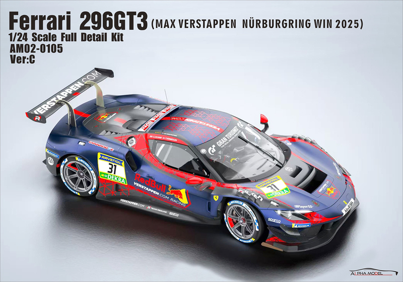 1/24 Alpha Model Ferrari 296Gt3 Verstappen Nurburgring Champion Livery