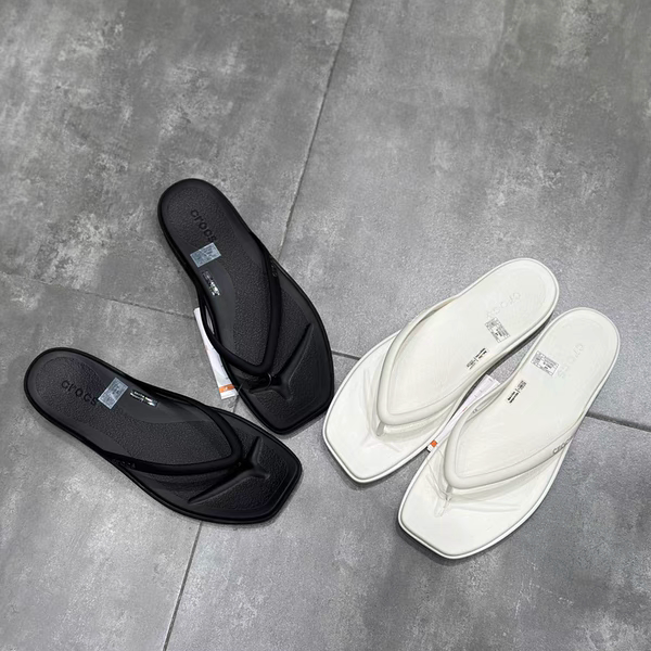 Crocs in Stock Miami Square Toe Flip-Flops 211435 Flat Non-Slip Slippers Beach