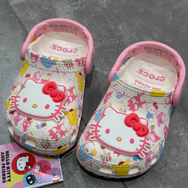 In-Stock Crocs Sanrio Hello Kitty Classic Collaboration Children's Shoes Beach Flat Clogs In-Stock Crocs Sanrio Hello Kitty Classic Collaboration Children's Shoes Beach Flat Clogs