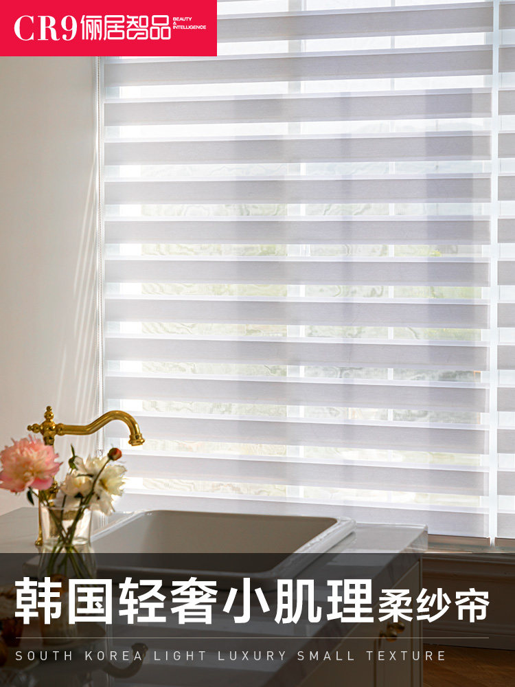 CR9 Liju Zhipin Korean light luxury small texture soft gauze curtain roller blinds blackout bedroom office study