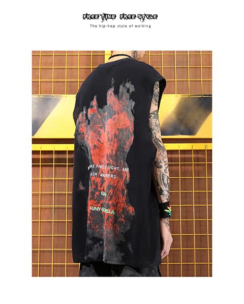 Mùa hè mới thủy triều quần áo nam vest lỏng mồ hôi vest hiphop hip-hop sinh viên áo thun không tay in áo thun áo ba lỗ nam cao cấp